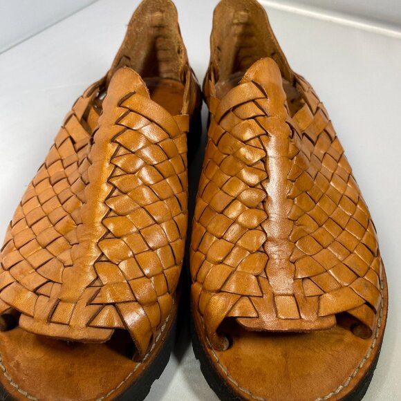 Brand X Brown Woven Leather Haurache Sandals Mens main image 5